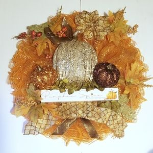 FALL WREATH -Glistening Pumpkin - XL